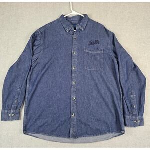Pepsi-Cola Shirt Mens Size XL Denim Long Sleeve Button Down by Port & Company